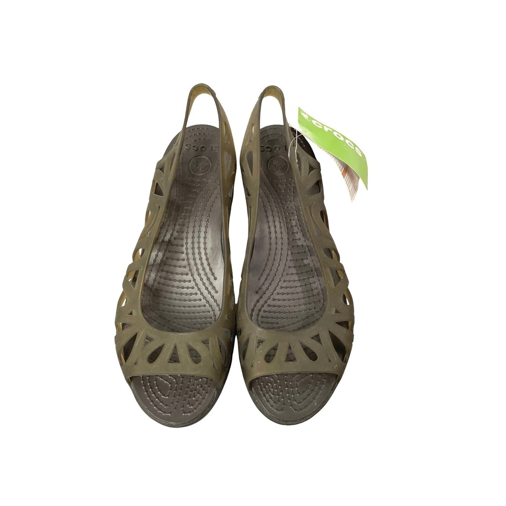 NEW Crocs Adrina III Mini Wedge sandal flats Size 8 espresso brown tan